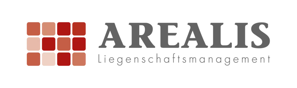 AREALIS-Logo mit 3x3 farbigen Quadraten und Schriftzug Liegenschaftsmanagement