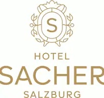 Hotel Sacher Salzburg Wappenlogo in Gold auf weißem Hintergrund