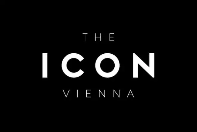 Schwarzes Logo mit weißem Text: The Icon Vienna, ein modernes Gebäudekomplex in Wien.